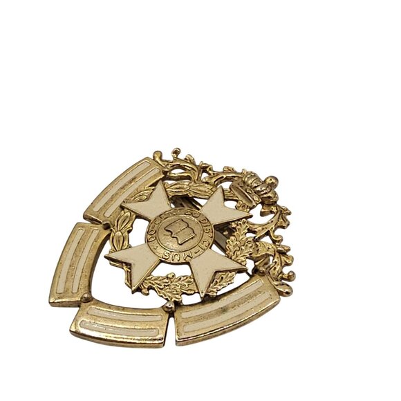 VTG Brooch Pin Masonic Lodge Do Cen' D Co-Mus Gold Tone Crest Cross Shield - Picture 2 of 14